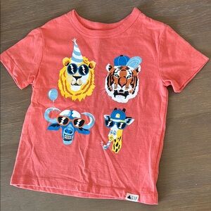 GAP baby 18-24 month Orange Short Sleeve Tee with Playful Party Animal Graphics